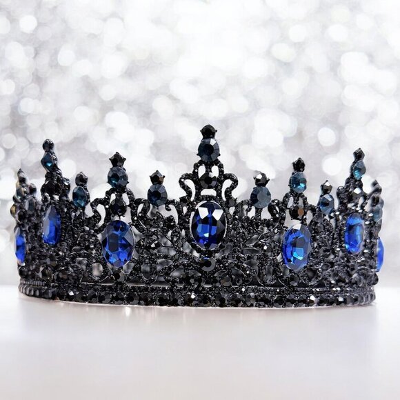 Renaissance Crown, Blue Stone Crown, Halloween Costume, Coronation Crown - Picture 3 of 9